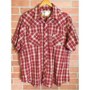 Wrancher Wrangler Mens Plaid Short Sleeves Snap Front Western Shirt Size 2X